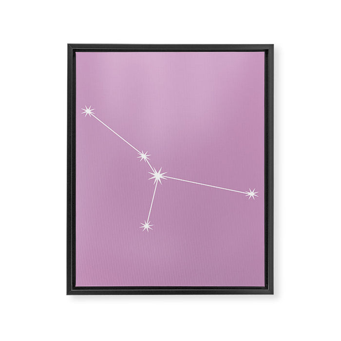 Cancer Zodiac Star Constellation Line Art Pastel Lilac Framed Canvas Print Gallery Image 1