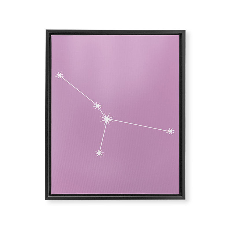 Cancer Zodiac Star Constellation Line Art Pastel Lilac Framed Canvas Print Gallery Image 8