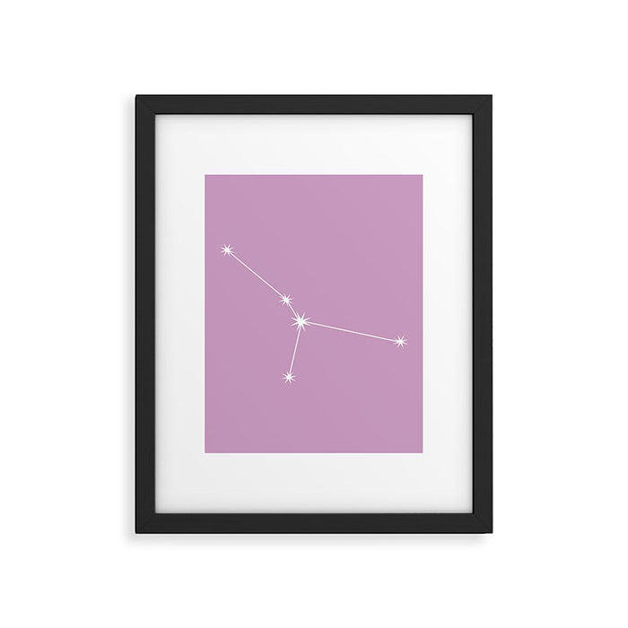 Cancer Zodiac Star Constellation Line Art Pastel Lilac Framed Art Print Gallery Image 1