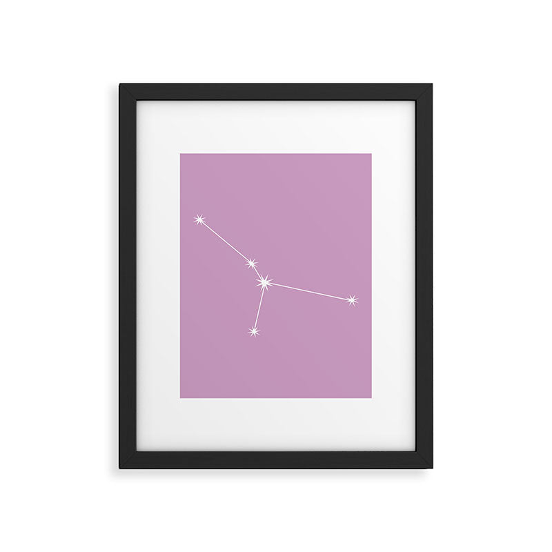 Cancer Zodiac Star Constellation Line Art Pastel Lilac Framed Art Print Gallery Image 6