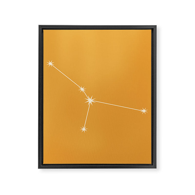 Cancer Zodiac Star Constellation Line Art Peach Orange Framed Canvas Print Gallery Image 8