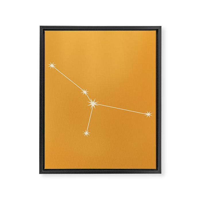 Cancer Zodiac Star Constellation Line Art Peach Orange Framed Canvas Print Gallery Image 1