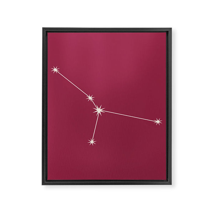 Cancer Zodiac Star Constellation Line Art Pink Framed Canvas Print Gallery Image 1