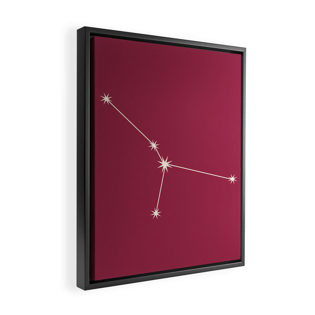 Cancer Zodiac Star Constellation Line Art Pink Framed Canvas Print Gallery Image 2
