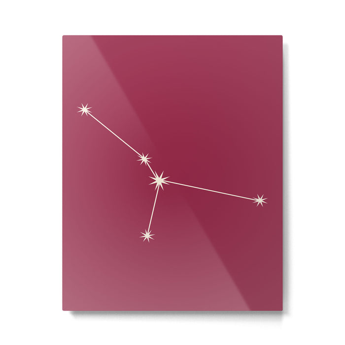 Cancer Zodiac Star Constellation Line Art Pink Metal Print Gallery Image 1