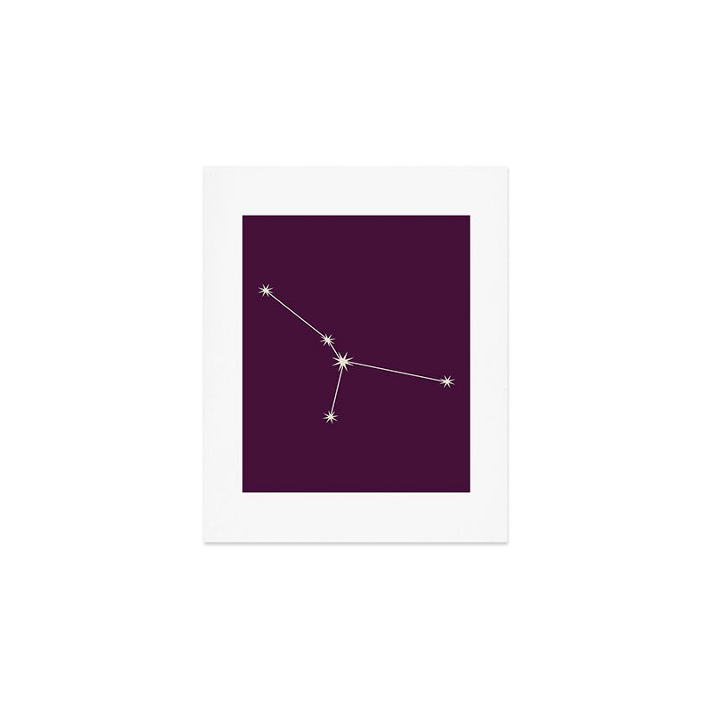 Cancer Zodiac Star Constellation Line Art Plum Purple Art Print Gallery Image 1
