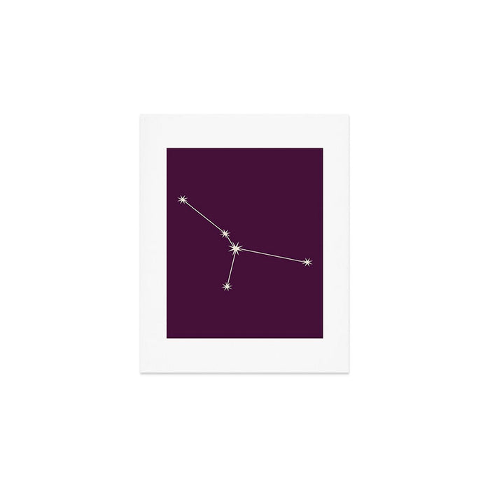 Cancer Zodiac Star Constellation Line Art Plum Purple Art Print Gallery Image 1