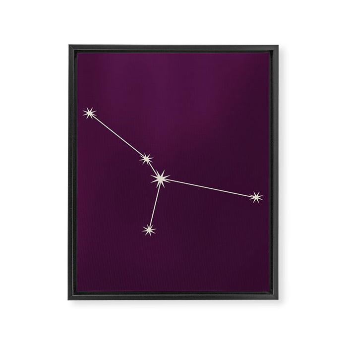 Cancer Zodiac Star Constellation Line Art Plum Purple Framed Canvas Print Gallery Image 1