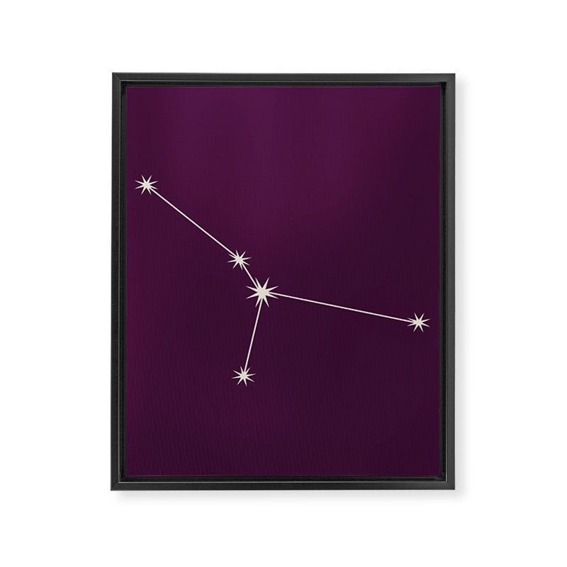 Cancer Zodiac Star Constellation Line Art Plum Purple Framed Canvas Print Gallery Image 8
