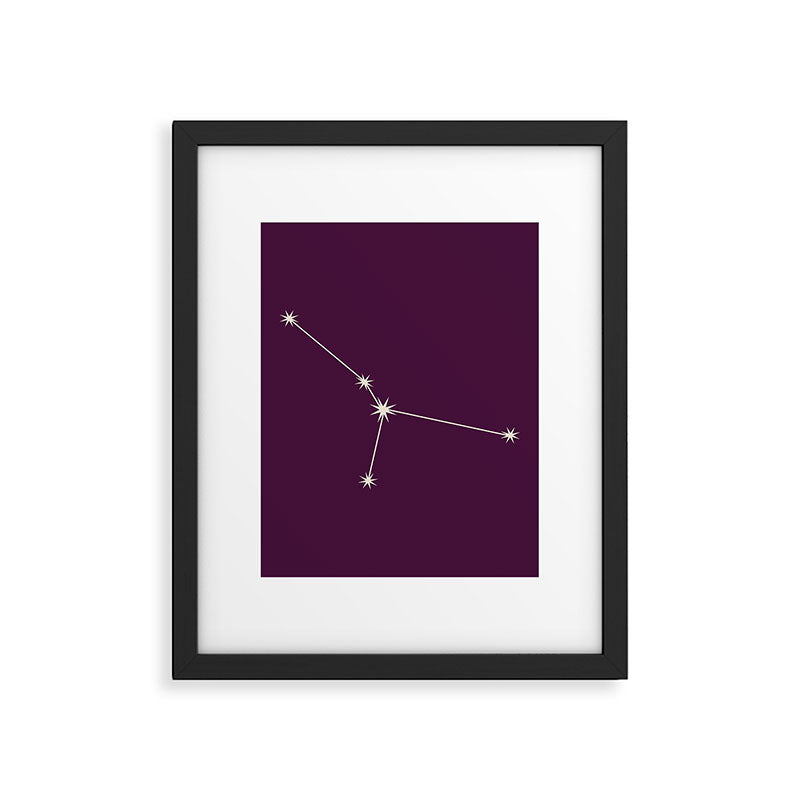 Cancer Zodiac Star Constellation Line Art Plum Purple Framed Art Print Gallery Image 6
