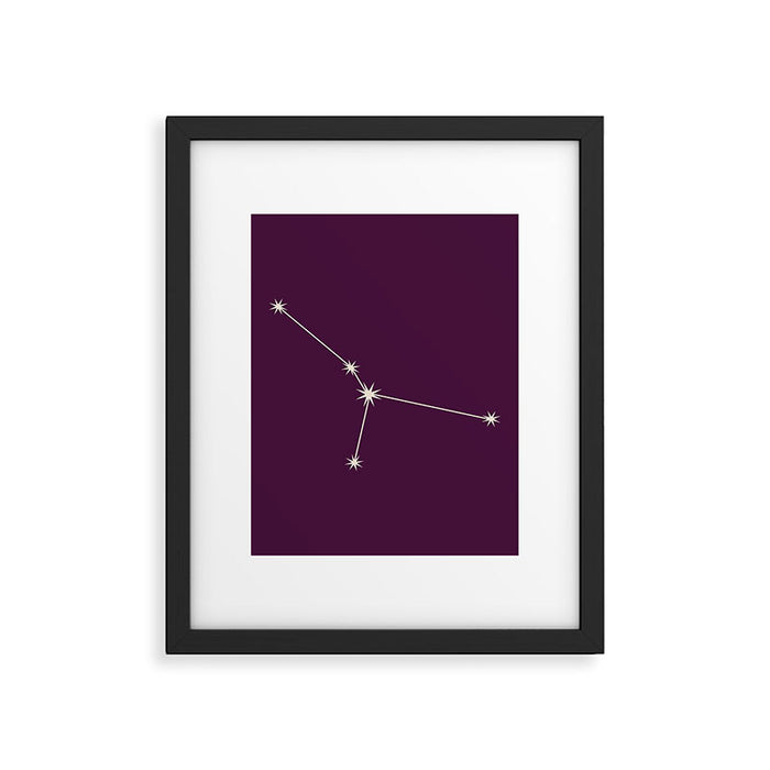 Cancer Zodiac Star Constellation Line Art Plum Purple Framed Art Print Gallery Image 1