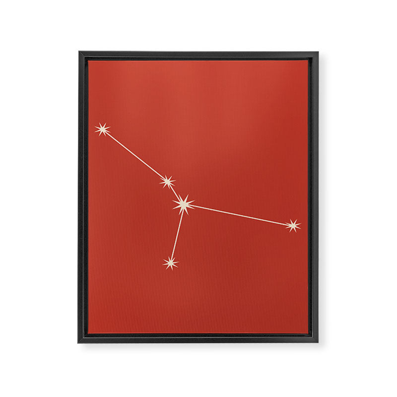 Cancer Zodiac Star Constellation Line Art Red Framed Canvas Print Gallery Image 8