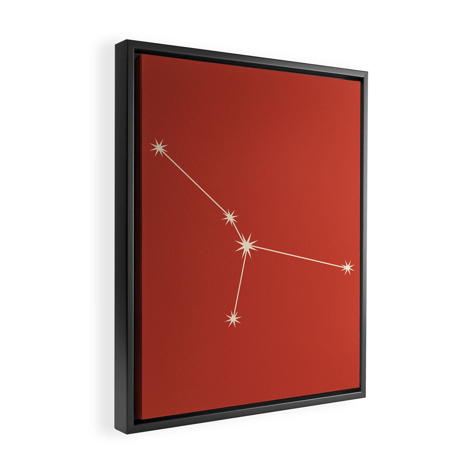 Cancer Zodiac Star Constellation Line Art Red Framed Canvas Print Gallery Image 2