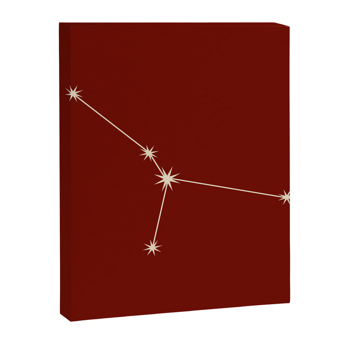 Cancer Zodiac Star Constellation Line Art Ruby Red Canvas Print Gallery Image 1