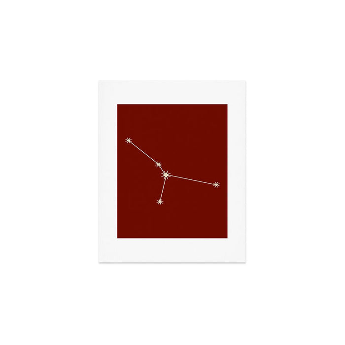 Cancer Zodiac Star Constellation Line Art Ruby Red Art Print Gallery Image 1
