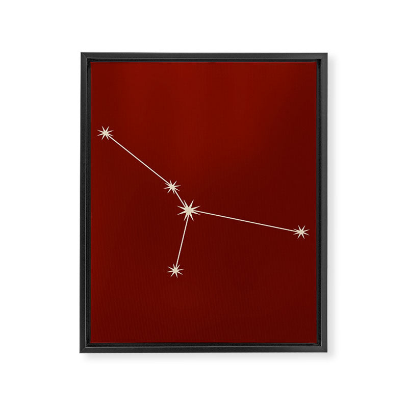 Cancer Zodiac Star Constellation Line Art Ruby Red Framed Canvas Print Gallery Image 8