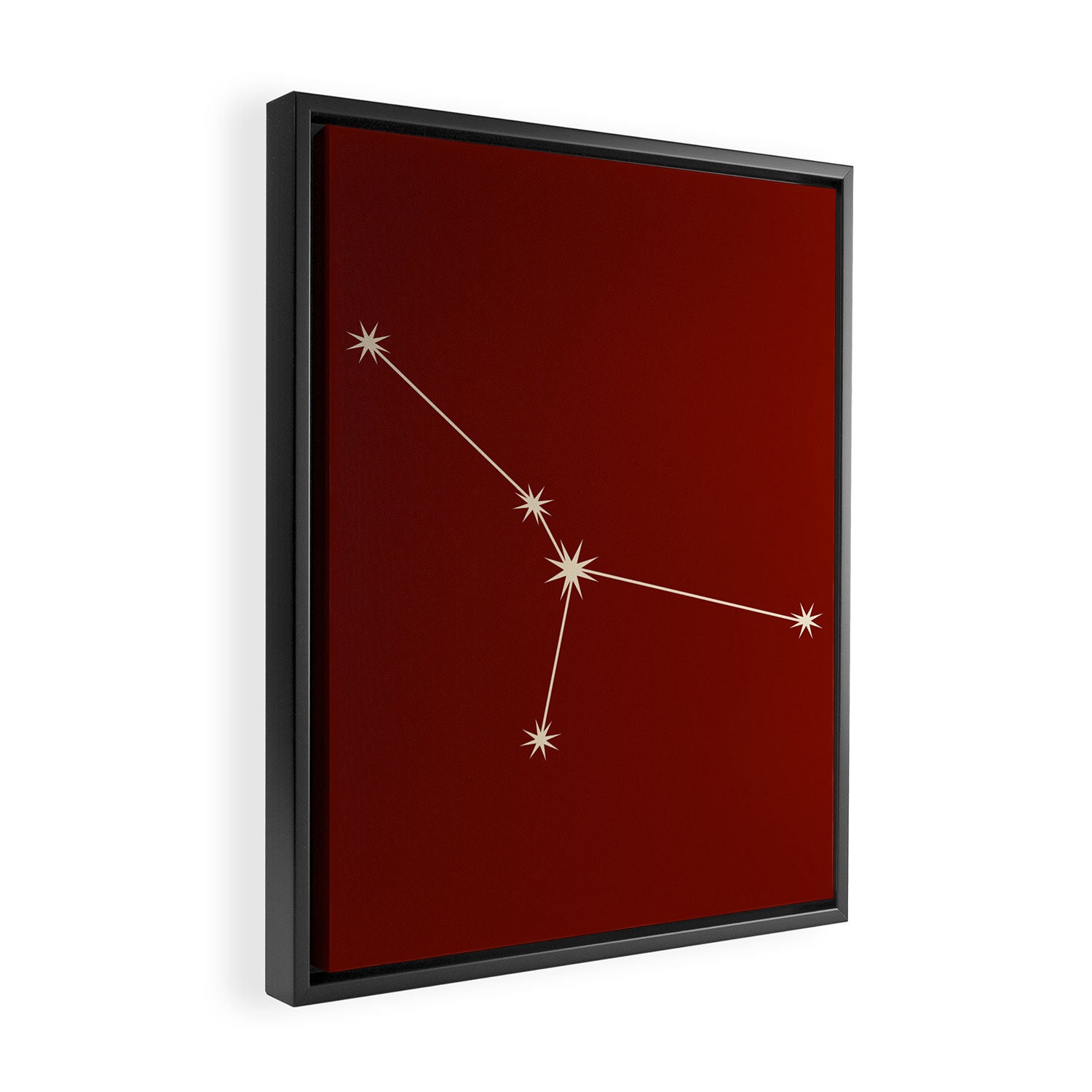 Cancer Zodiac Star Constellation Line Art Ruby Red Framed Canvas Print Gallery Image 2
