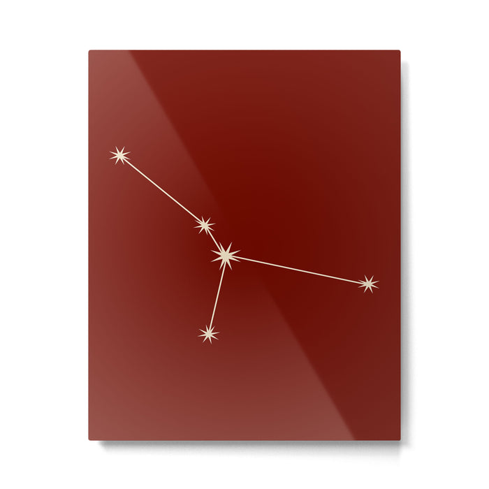 Cancer Zodiac Star Constellation Line Art Ruby Red Metal Print Gallery Image 1