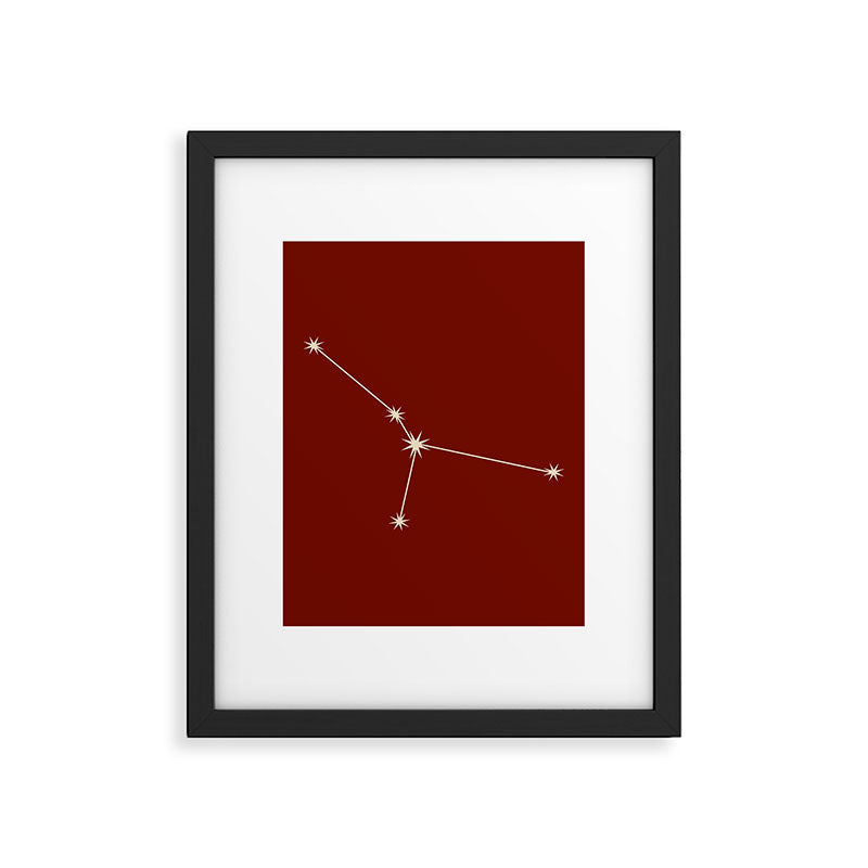 Cancer Zodiac Star Constellation Line Art Ruby Red Framed Art Print Gallery Image 6