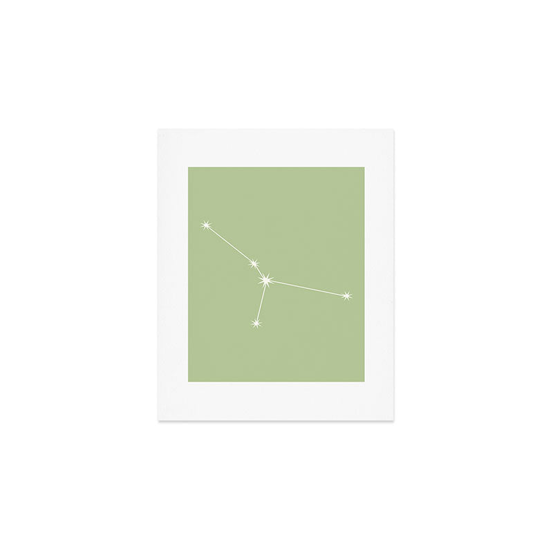 Cancer Zodiac Star Constellation Line Art Soft Green Art Print Gallery Image 1