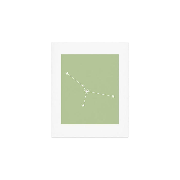 Cancer Zodiac Star Constellation Line Art Soft Green Art Print Gallery Image 1