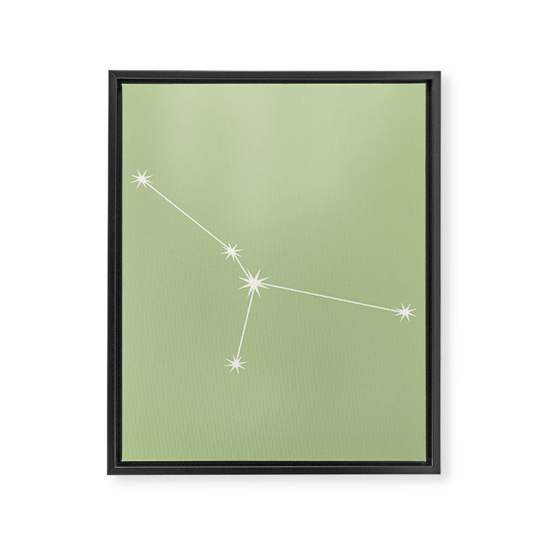 Cancer Zodiac Star Constellation Line Art Soft Green Framed Canvas Print Gallery Image 8