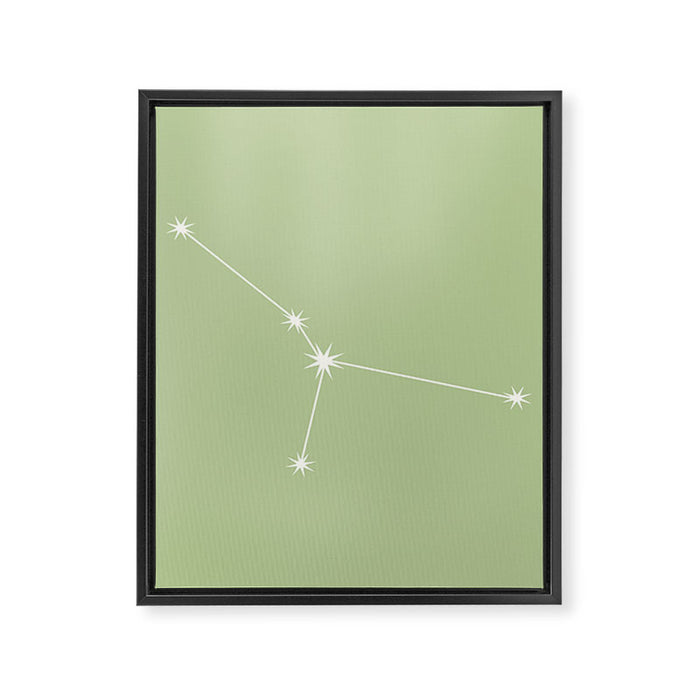 Cancer Zodiac Star Constellation Line Art Soft Green Framed Canvas Print Gallery Image 1