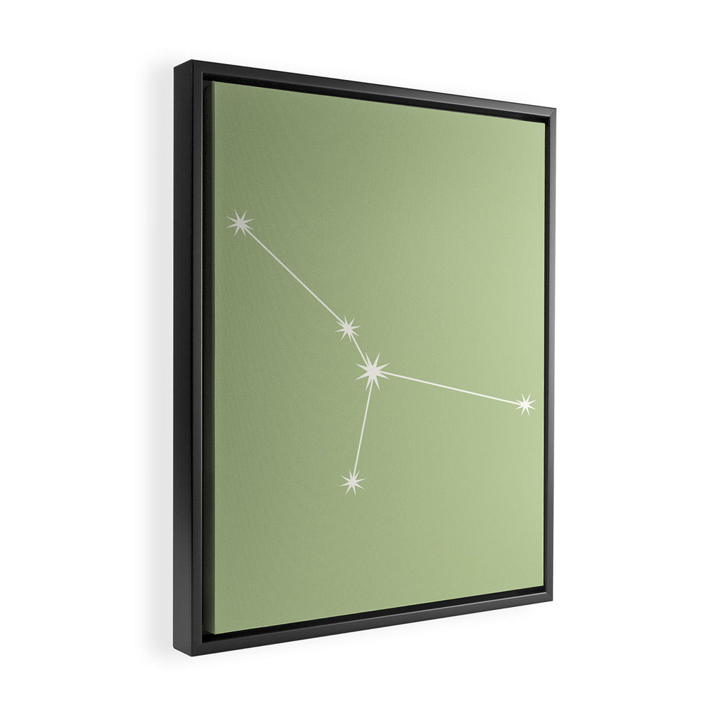 Cancer Zodiac Star Constellation Line Art Soft Green Framed Canvas Print Gallery Image 2