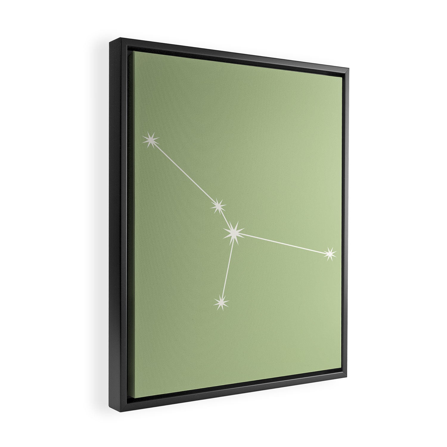 Cancer Zodiac Star Constellation Line Art Soft Green Framed Canvas Print Gallery Image 2