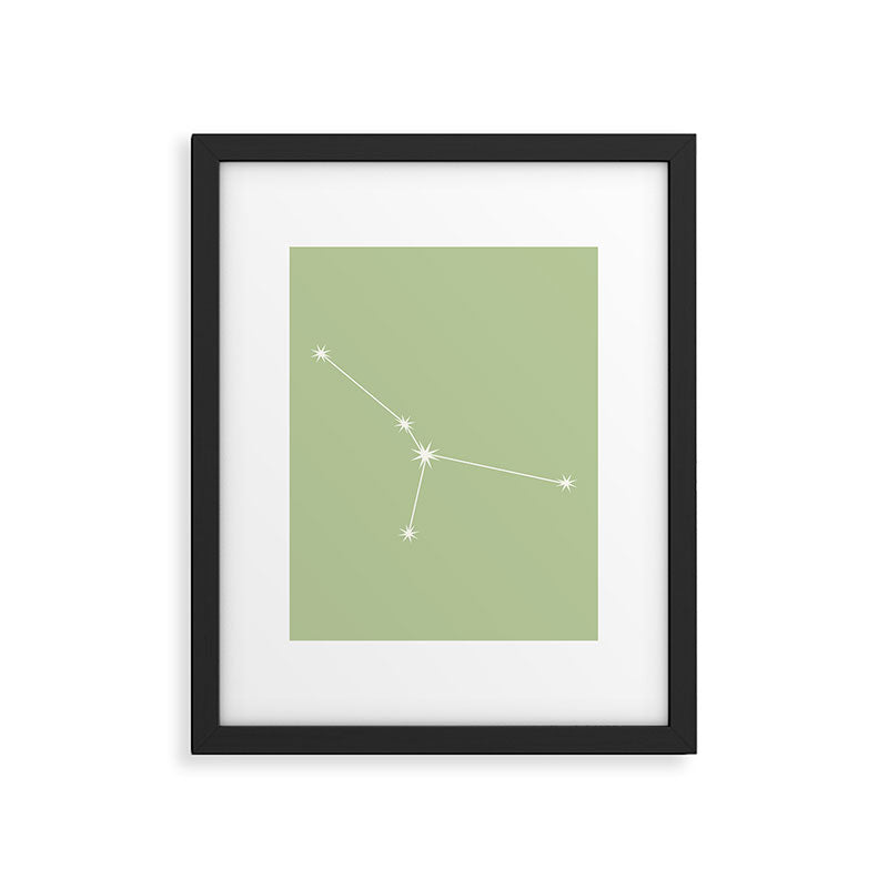 Cancer Zodiac Star Constellation Line Art Soft Green Framed Art Print Gallery Image 6
