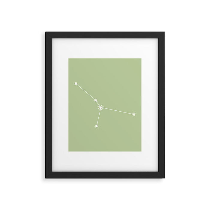 Cancer Zodiac Star Constellation Line Art Soft Green Framed Art Print Gallery Image 1