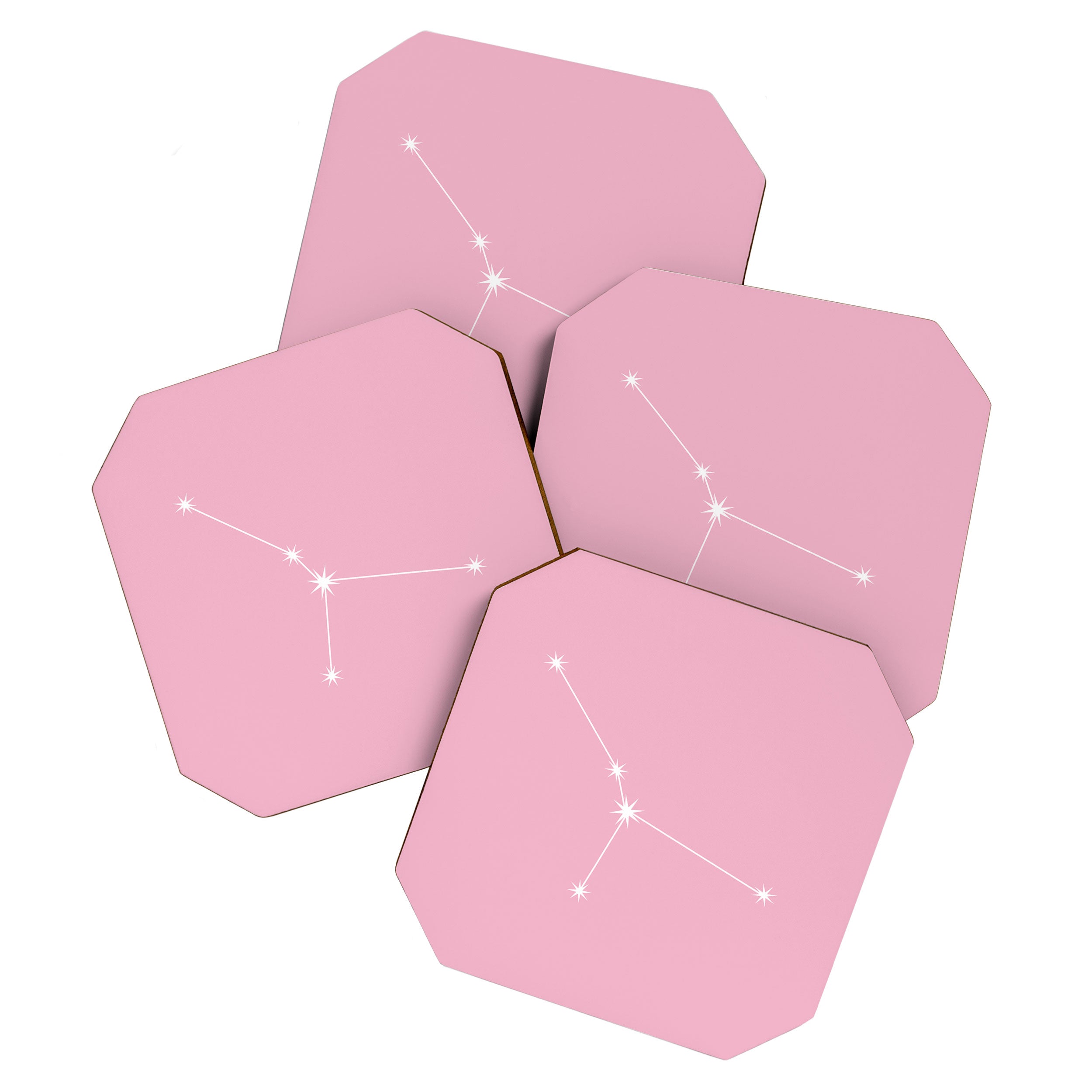 Cancer Zodiac Star Constellation Line Art Soft Pink Coaster Gallery Image 1