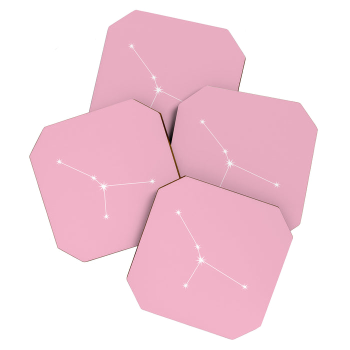 Cancer Zodiac Star Constellation Line Art Soft Pink Coaster Gallery Image 1