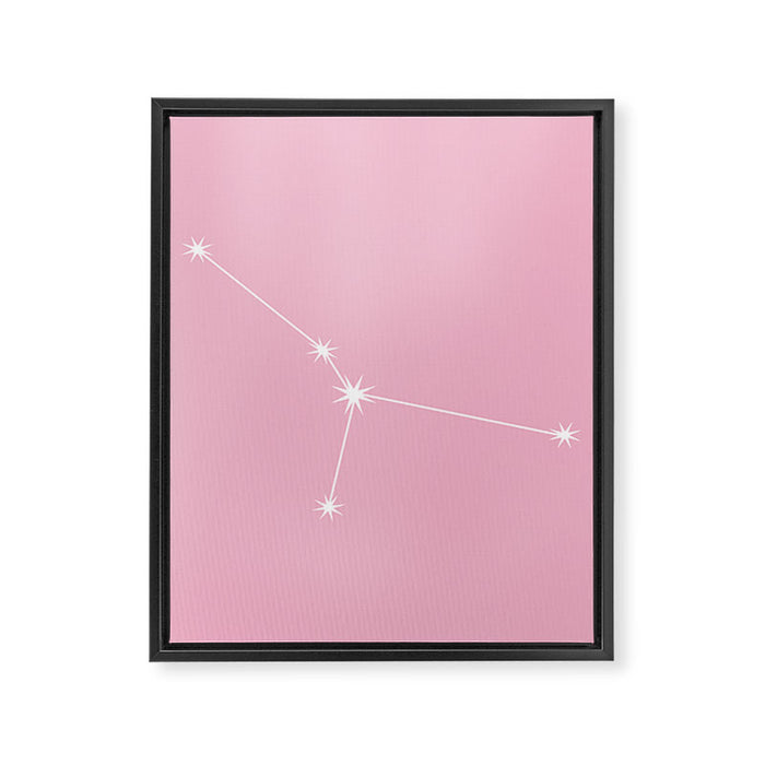 Cancer Zodiac Star Constellation Line Art Soft Pink Framed Canvas Print Gallery Image 1
