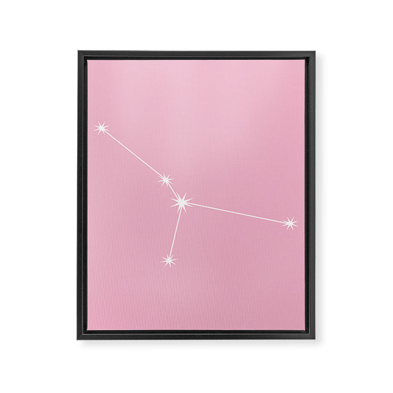 Cancer Zodiac Star Constellation Line Art Soft Pink Framed Canvas Print Gallery Image 8