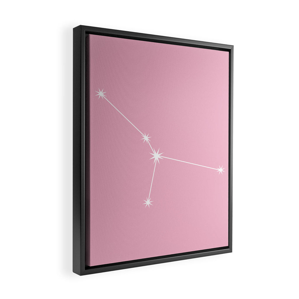 Cancer Zodiac Star Constellation Line Art Soft Pink Framed Canvas Print Gallery Image 2