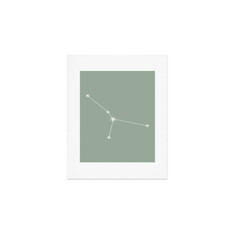 Cancer Zodiac Star Constellation Line Art Soft Sage Art Print Gallery Image 1