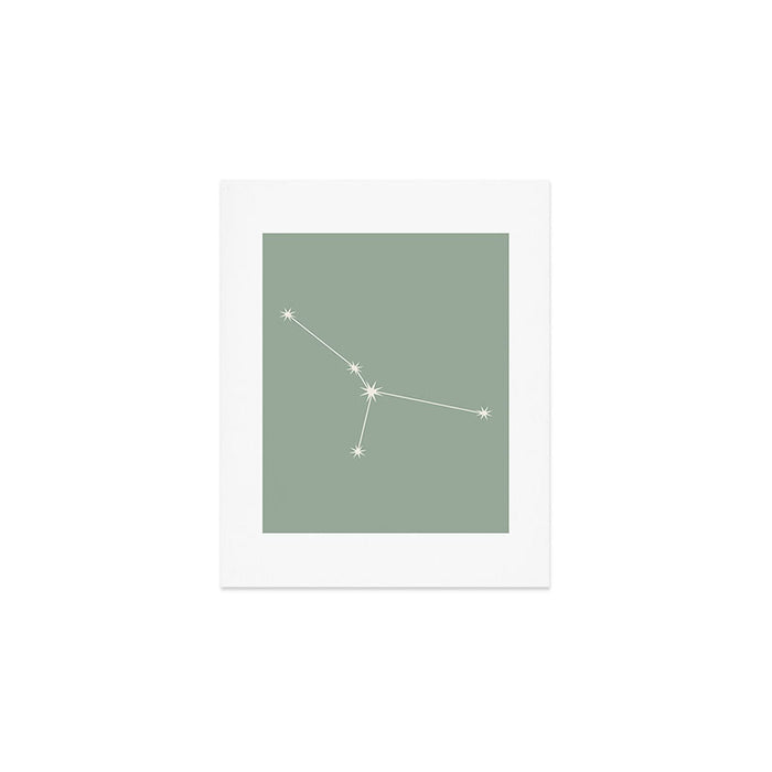 Cancer Zodiac Star Constellation Line Art Soft Sage Art Print Gallery Image 1