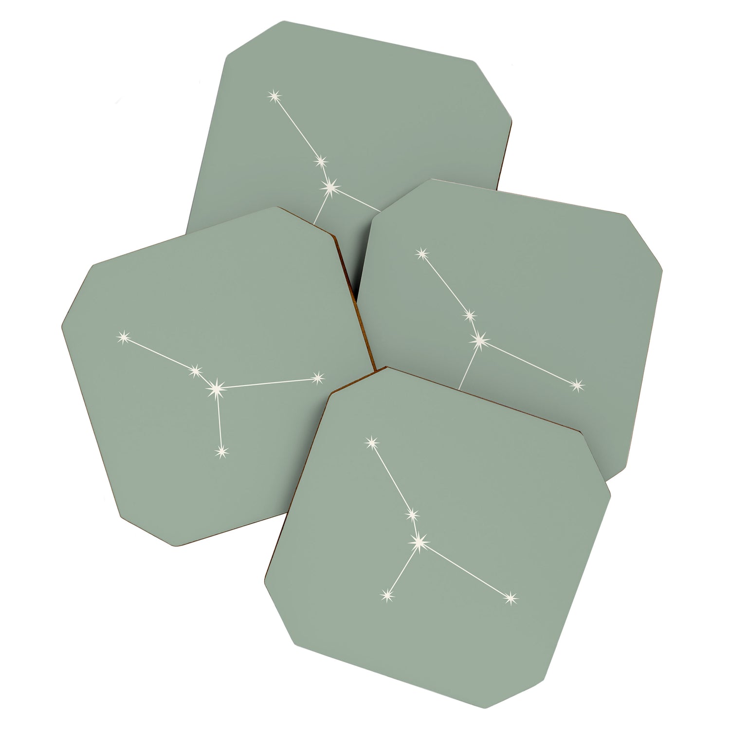 Cancer Zodiac Star Constellation Line Art Soft Sage Coaster Gallery Image 1