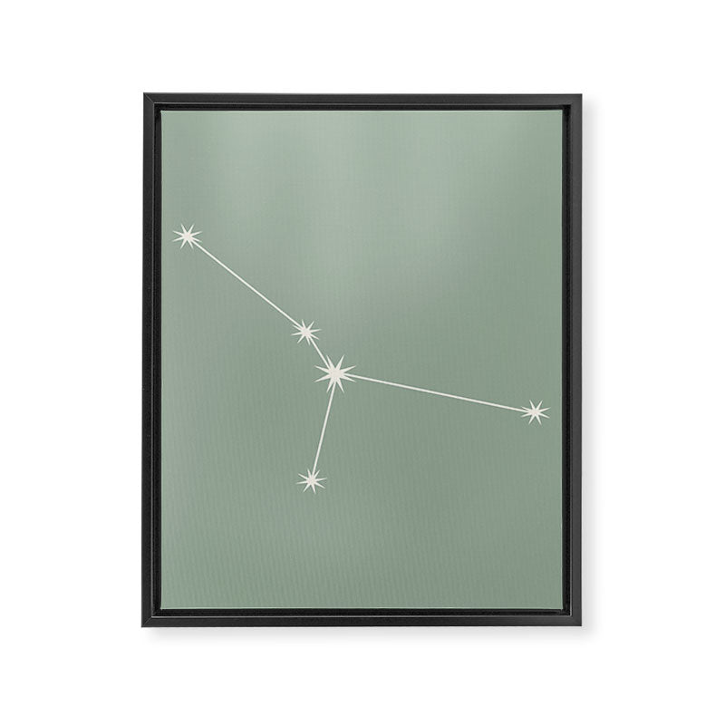 Cancer Zodiac Star Constellation Line Art Soft Sage Framed Canvas Print Gallery Image 8