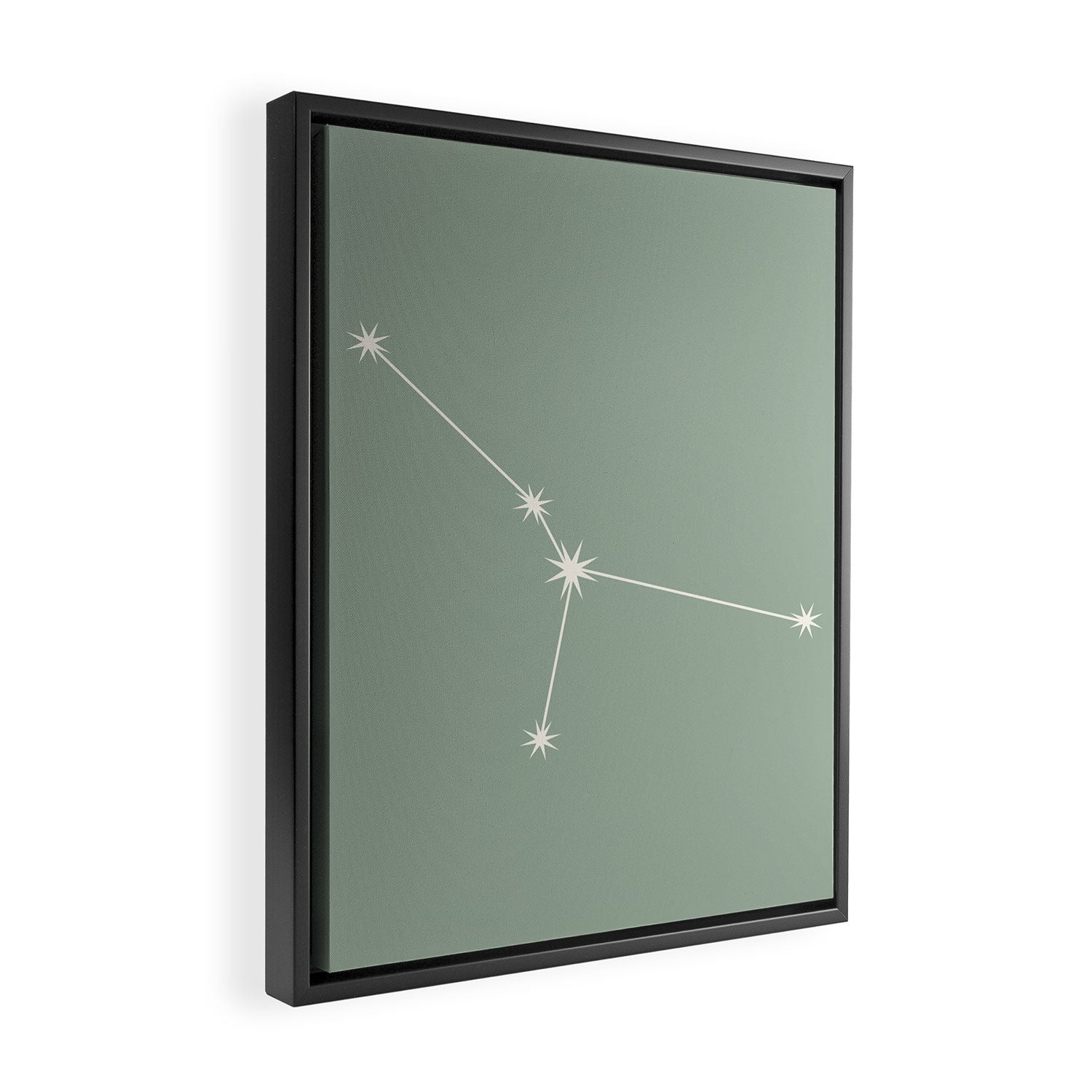 Cancer Zodiac Star Constellation Line Art Soft Sage Framed Canvas Print Gallery Image 2