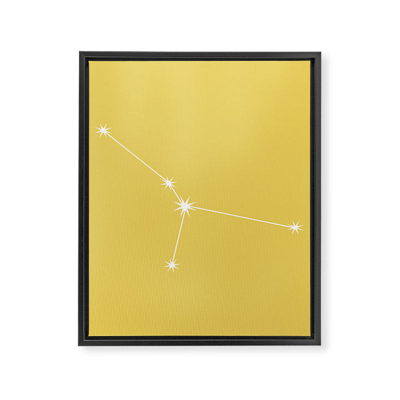 Cancer Zodiac Star Constellation Line Art Soft Yellow Framed Canvas Print Gallery Image 8