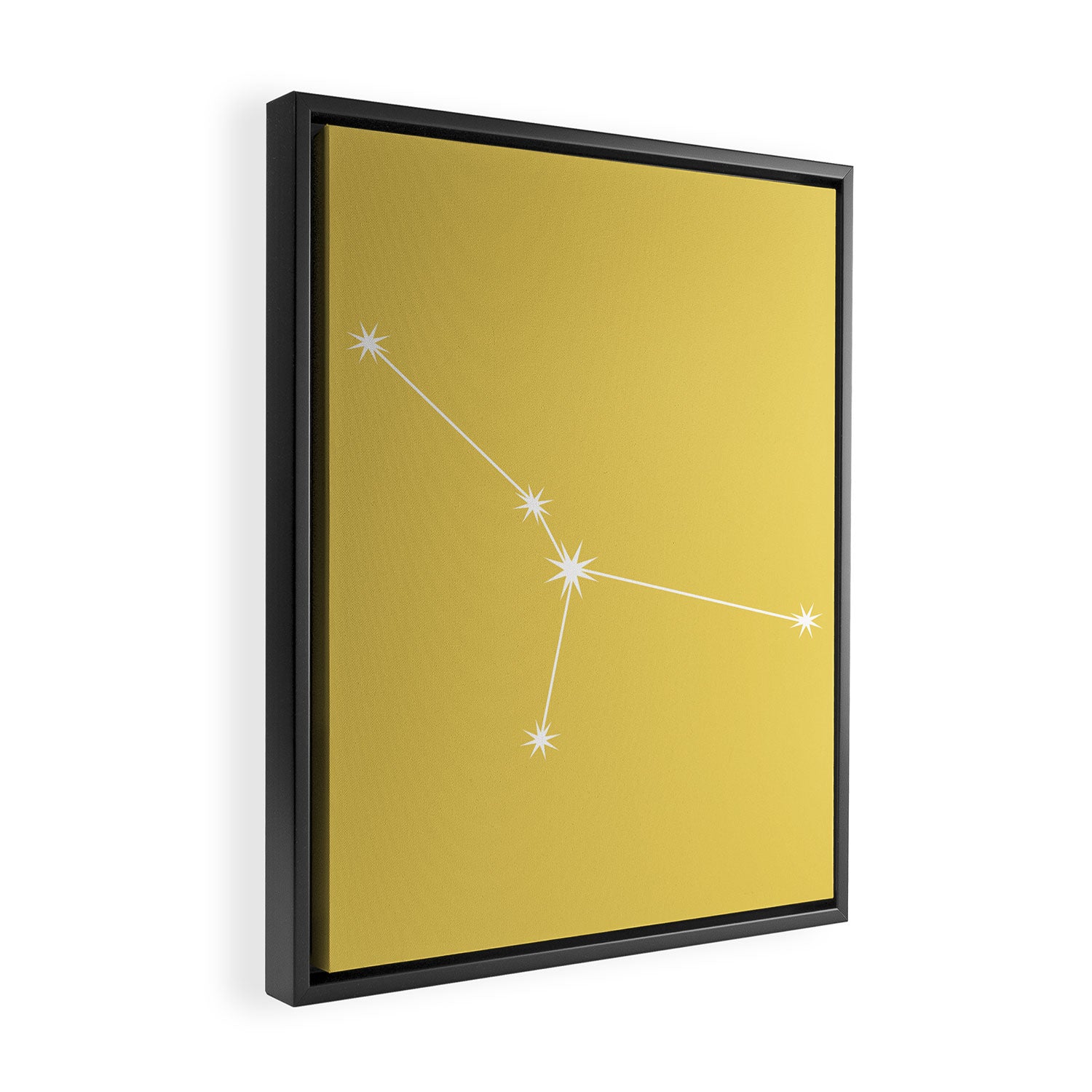 Cancer Zodiac Star Constellation Line Art Soft Yellow Framed Canvas Print Gallery Image 2