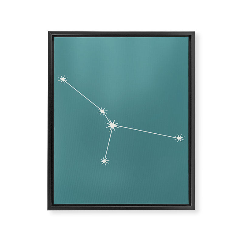 Cancer Zodiac Star Constellation Line Art Teal Framed Canvas Print Gallery Image 8