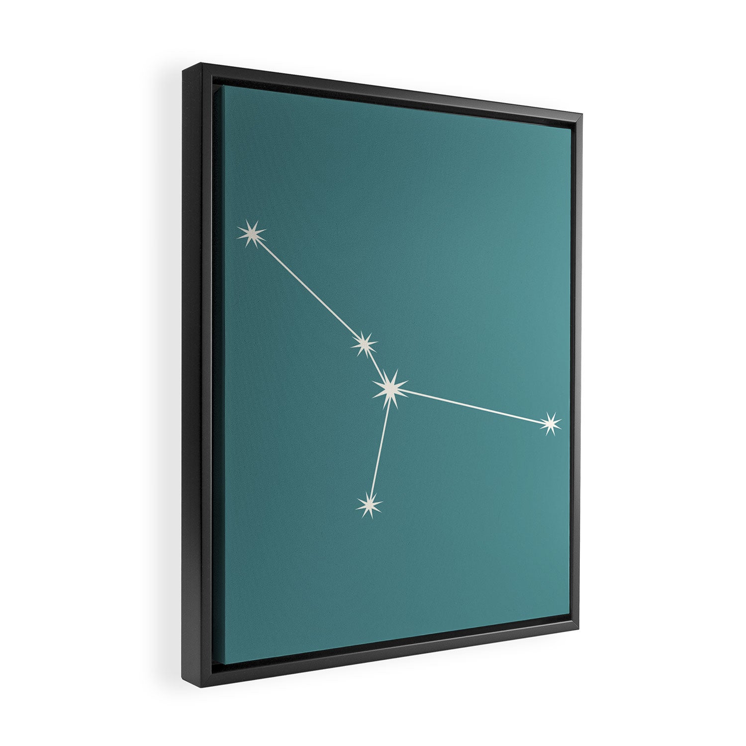 Cancer Zodiac Star Constellation Line Art Teal Framed Canvas Print Gallery Image 2
