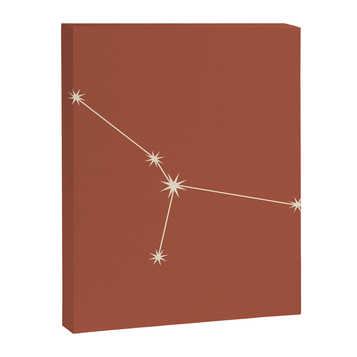 Cancer Zodiac Star Constellation Line Art Terracotta Red Canvas Print Gallery Image 1