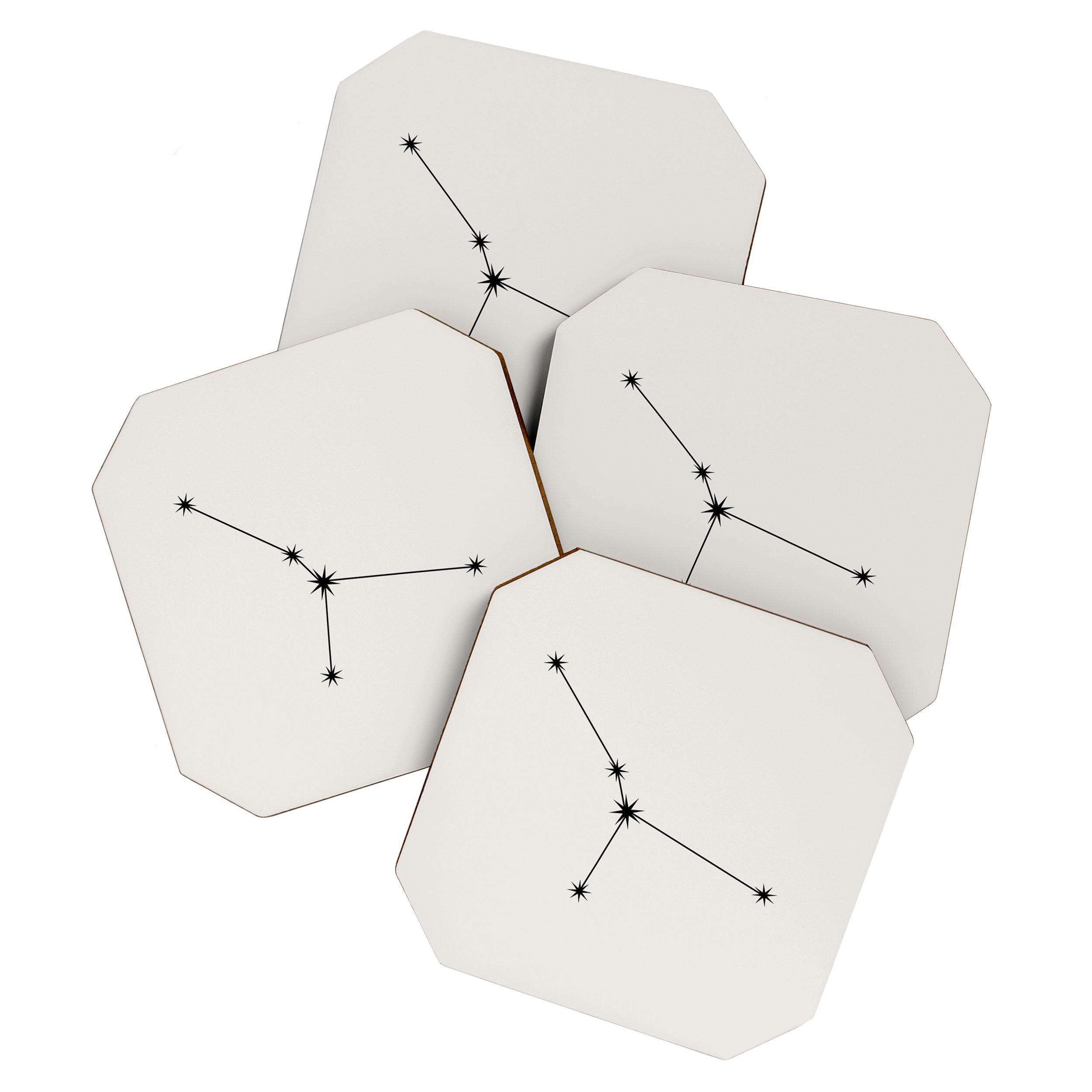 Cancer Zodiac Star Constellation Line Art White Coaster Gallery Image 1