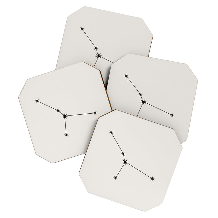 Cancer Zodiac Star Constellation Line Art White Coaster Gallery Image 1