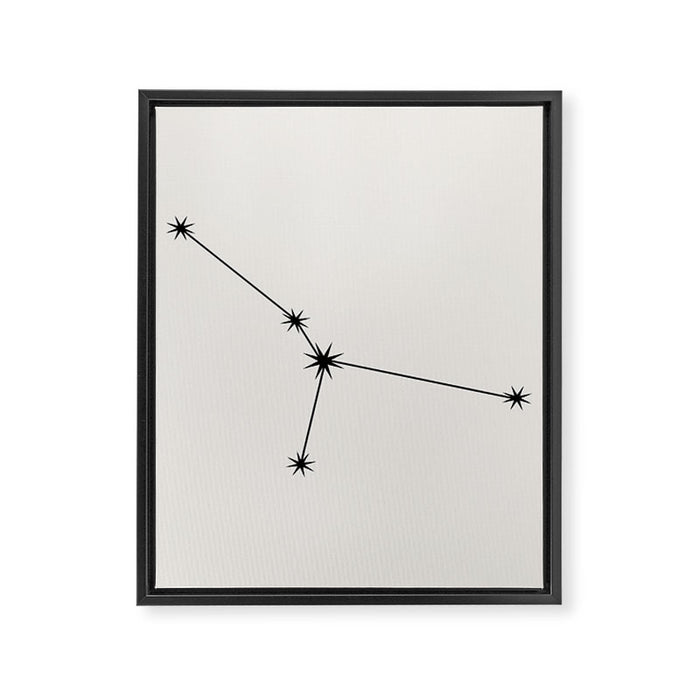 Cancer Zodiac Star Constellation Line Art White Framed Canvas Print Gallery Image 1