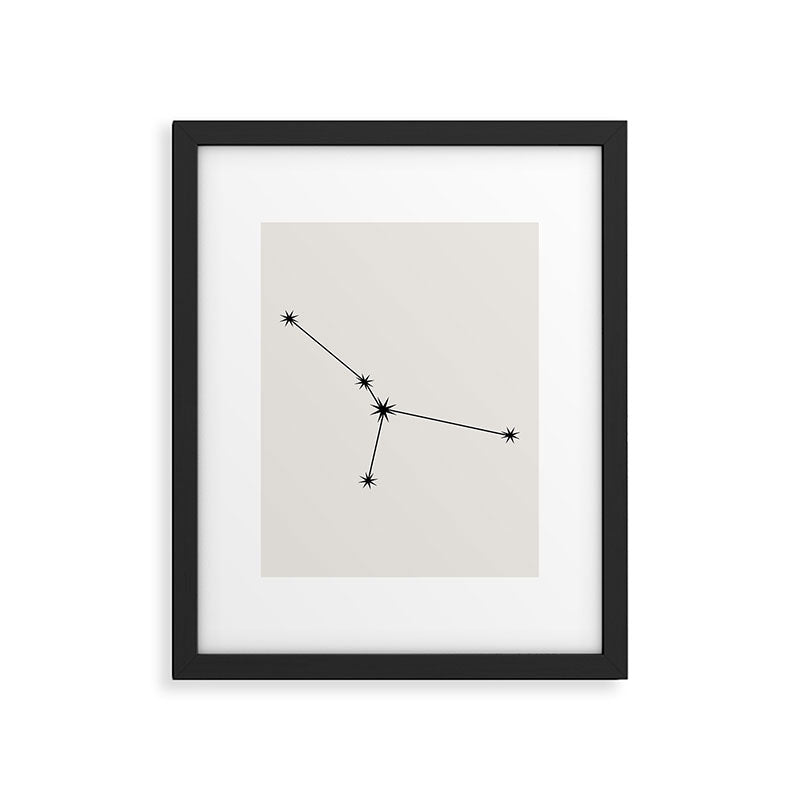 Cancer Zodiac Star Constellation Line Art White Framed Art Print Gallery Image 6